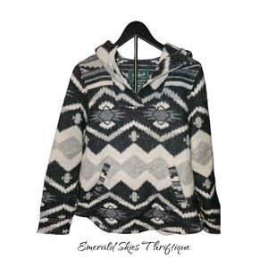 Woolrich x American Eagle Hooded Sweater Jacket med Black White Aztec free ship